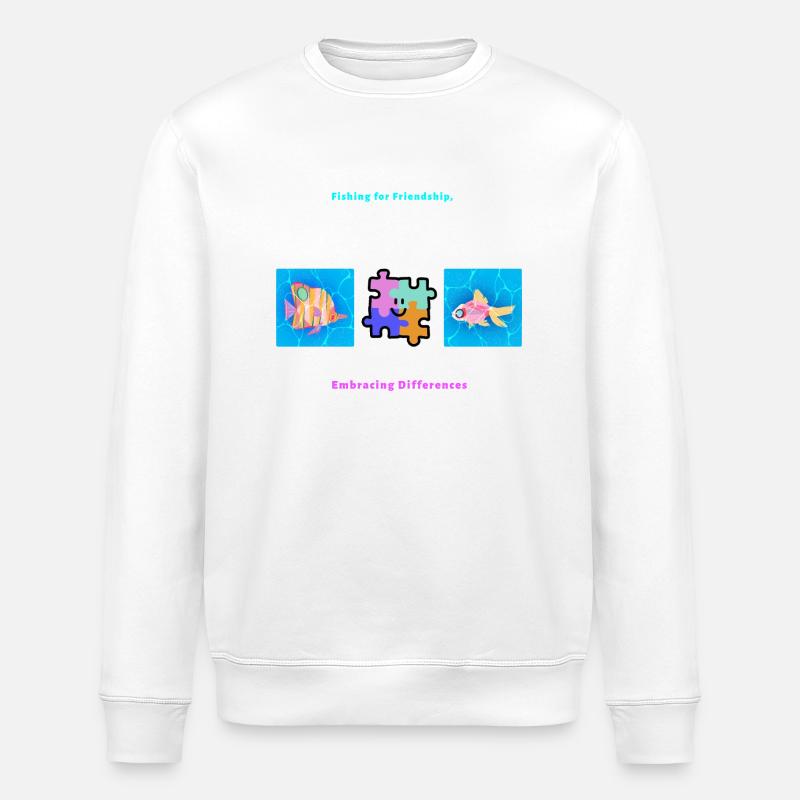 Pêcher l’amitié Accepter les différences - Sweat bio ROLLER Stanley/Stella Unisexe - blanc