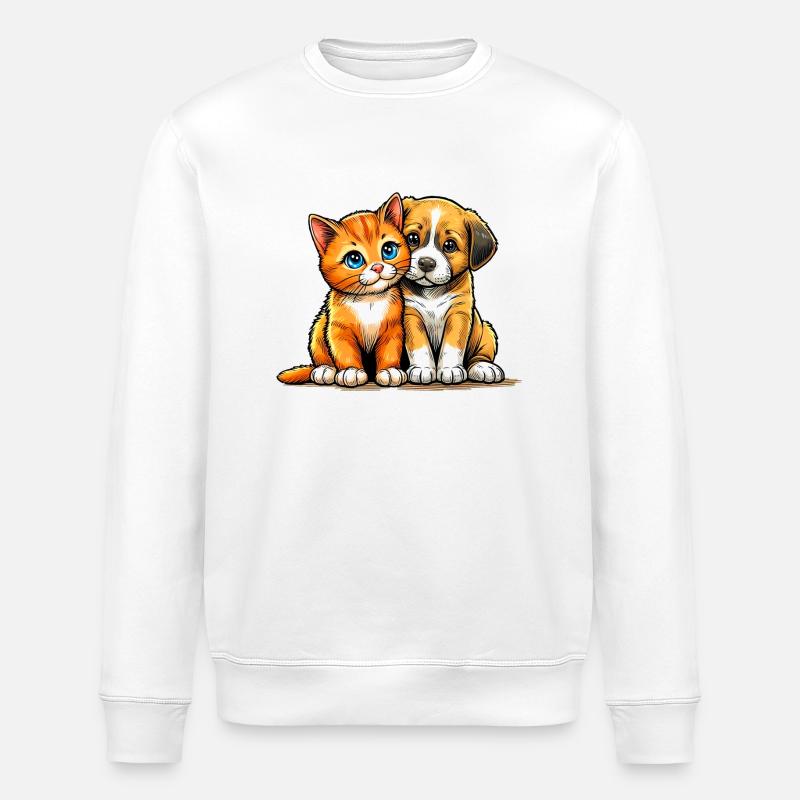 Hund und Katze - Stanley/Stella Unisex Bio-Sweatshirt ROLLER - Weiß