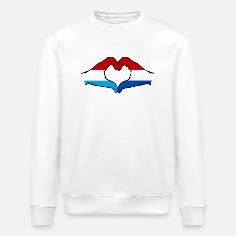 Luxembourg Hollande drapeau main coeur - Sweat bio ROLLER Stanley/Stella Unisexe - blanc