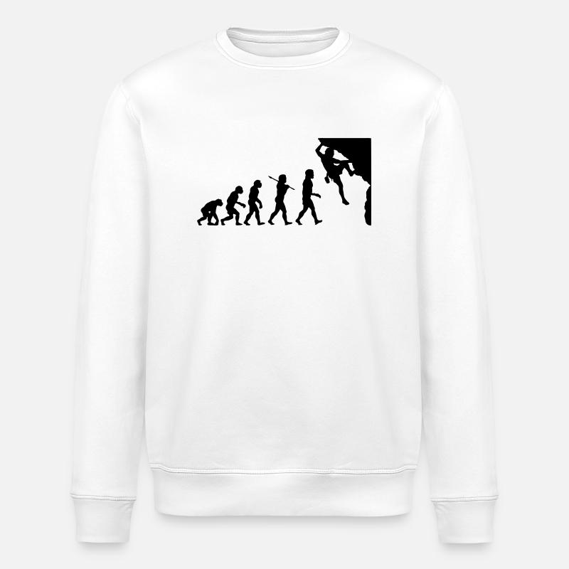 Rock Climbing Evolution - Stanley/Stella ROLLER Unisex Organic Sweatshirt - white
