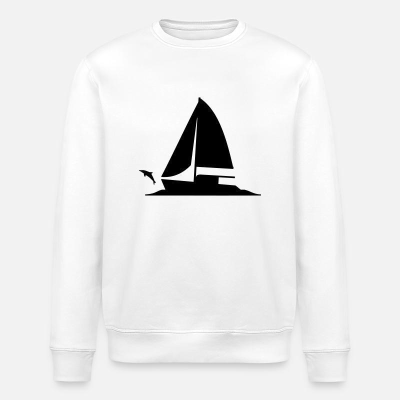 Katamaran_Welle_Delfin - Stanley/Stella Unisex Bio-Sweatshirt ROLLER - Weiß