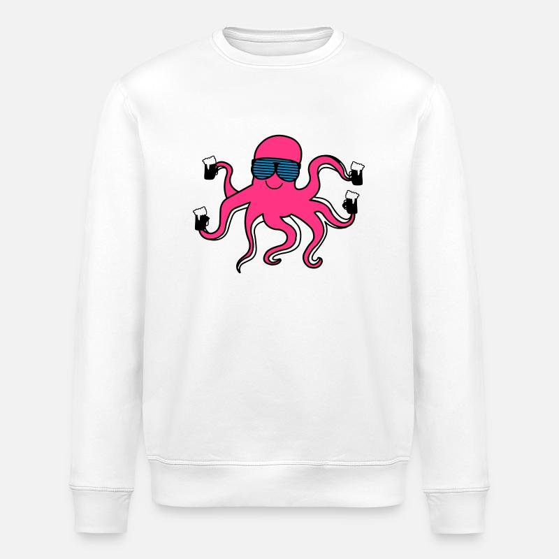 kraken_mit_bier - Stanley/Stella Unisex Bio-Sweatshirt ROLLER - Weiß