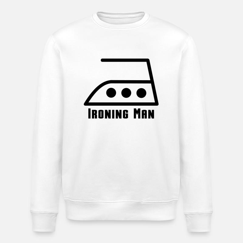 ironing man - Stanley/Stella ROLLER Unisex Organic Sweatshirt - white