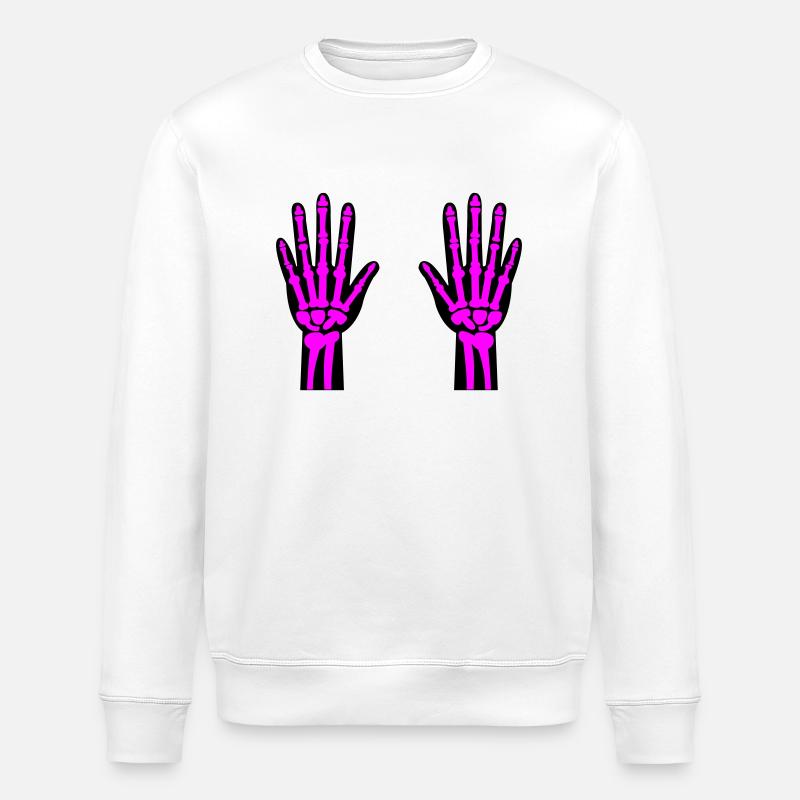 Skeleton Hands 02 - Stanley/Stella ROLLER Unisex Organic Sweatshirt - white