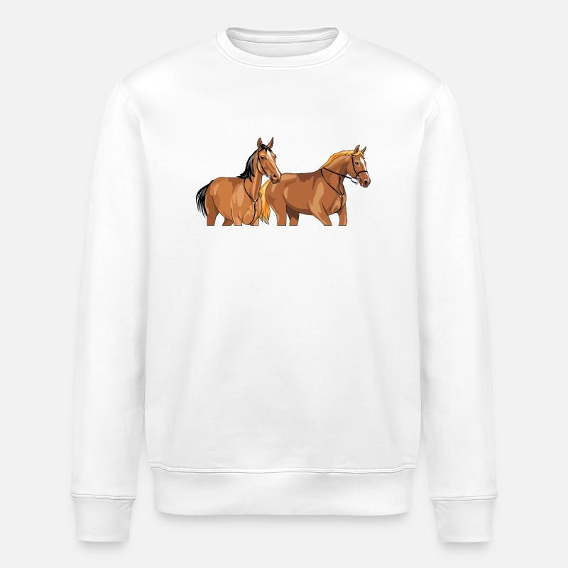 Zwei wunderschöne braune Pferde - Stanley/Stella Unisex Bio-Sweatshirt ROLLER - Weiß