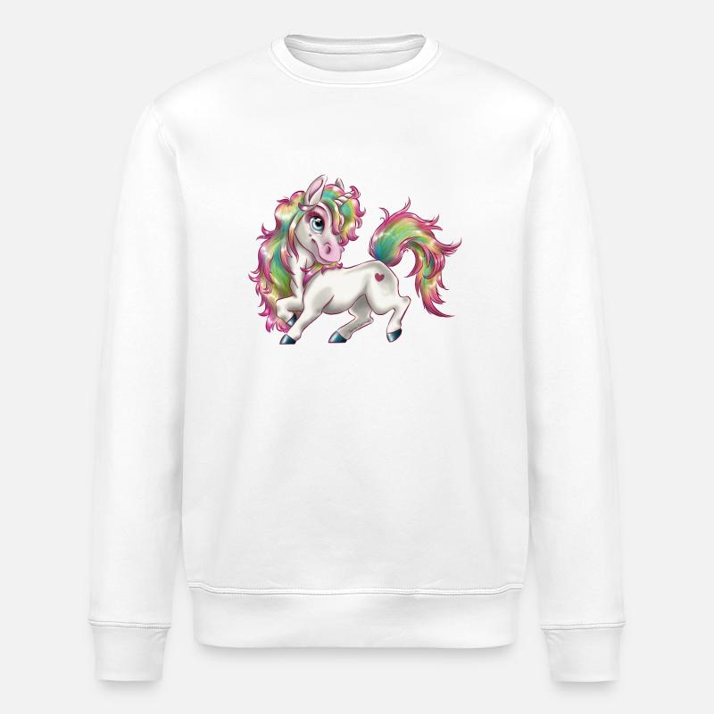 Einhorn-Regenbogen Himmel - Stanley/Stella Unisex Bio-Sweatshirt ROLLER - Weiß