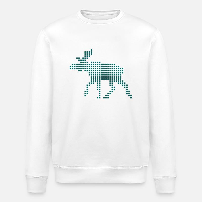Pixel Elch - Stanley/Stella Unisex Bio-Sweatshirt ROLLER - Weiß