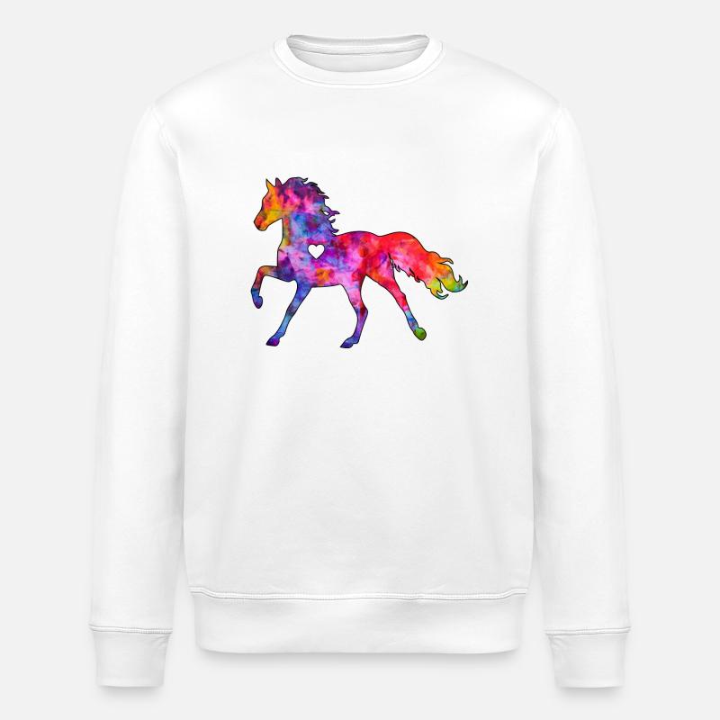 Cheval avec coeur - Sweat bio ROLLER Stanley/Stella Unisexe - blanc