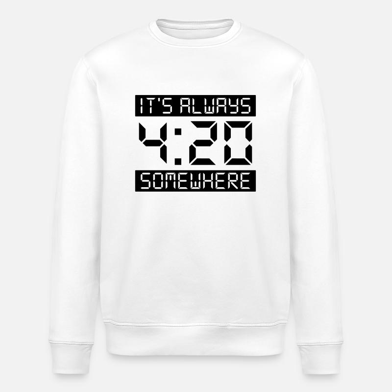 IT'S ALWAYS 4:20 SOMEWHERE - Stanley/Stella ROLLER Unisex Organic Sweatshirt - white