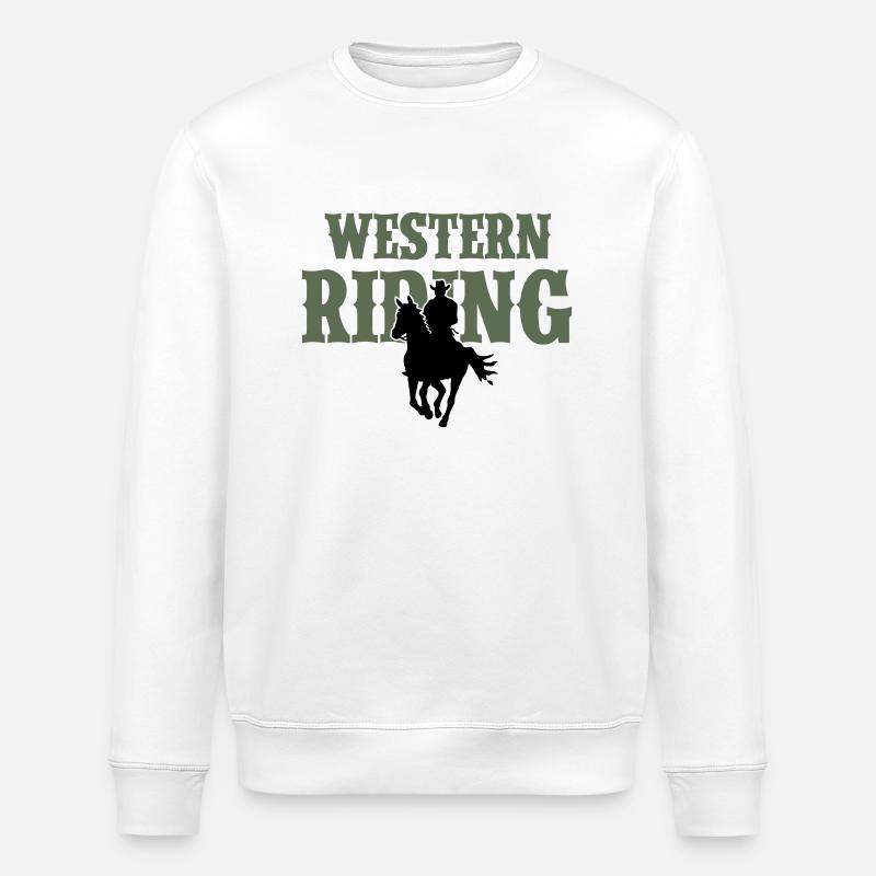 Western Riding Man - Stanley/Stella ROLLER Unisex Organic Sweatshirt - white