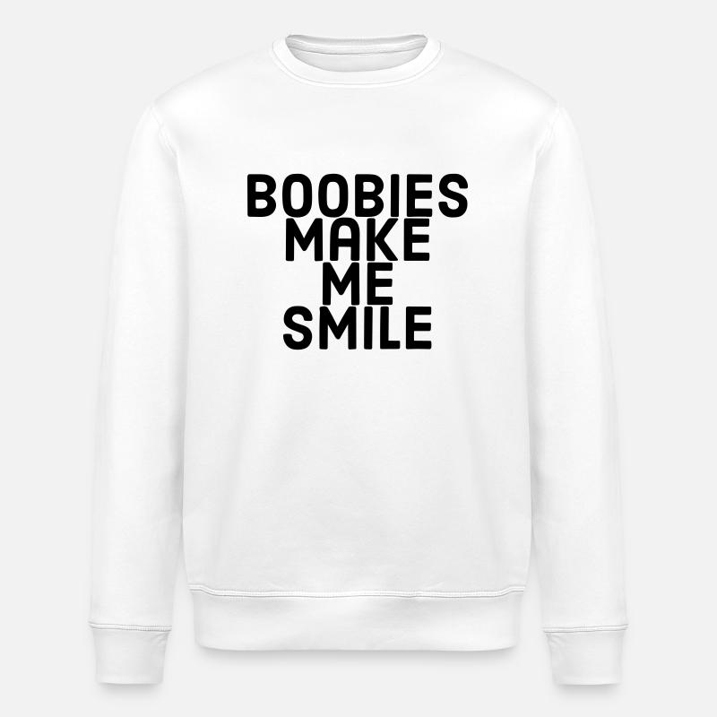 Boobies make me smile - Stanley/Stella ROLLER Unisex Organic Sweatshirt - white