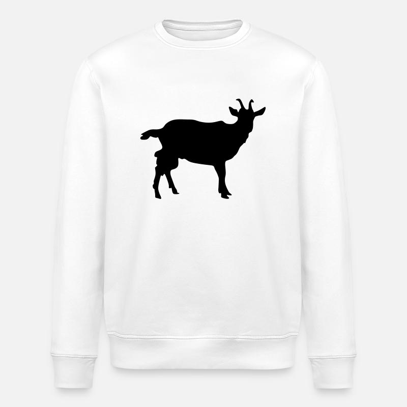 Goat Silhouette - Stanley/Stella ROLLER Unisex Organic Sweatshirt - white
