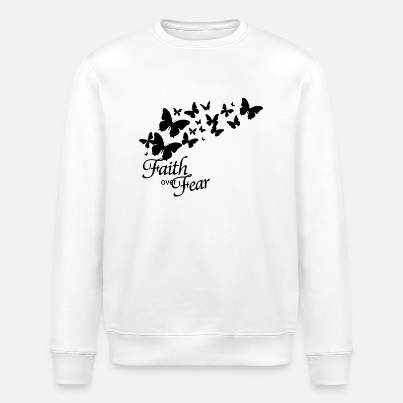 Faith Over Fear Text with Butterfly Design - Stanley/Stella Unisex Bio-Sweatshirt ROLLER - Weiß