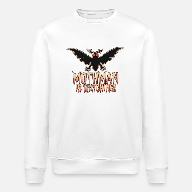 MOTHMAN SCHAUT ZU - Stanley/Stella Unisex Bio-Sweatshirt ROLLER - Weiß