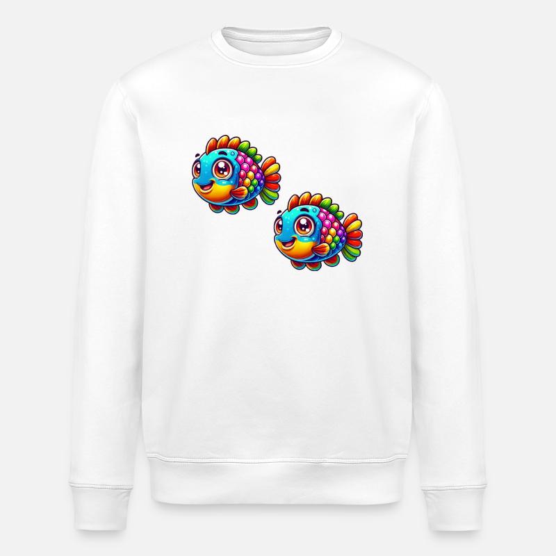 Fish Comic - Stanley/Stella ROLLER Unisex Organic Sweatshirt - white