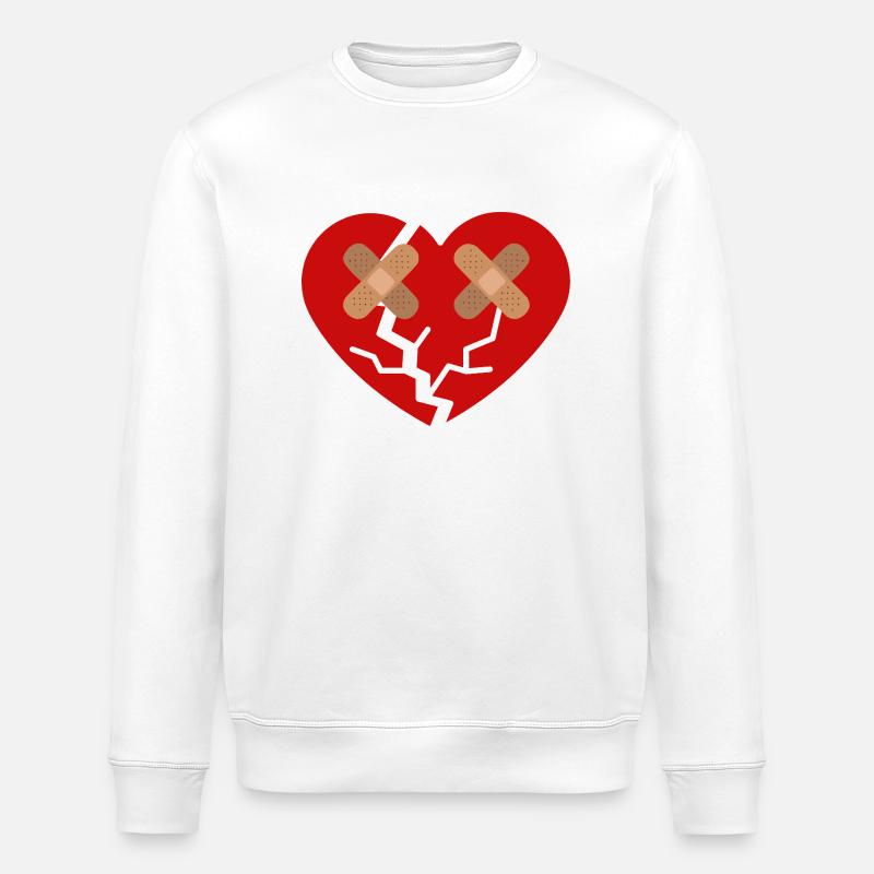 Broken Heart with Band-Aid - Stanley/Stella ROLLER Unisex Organic Sweatshirt - white