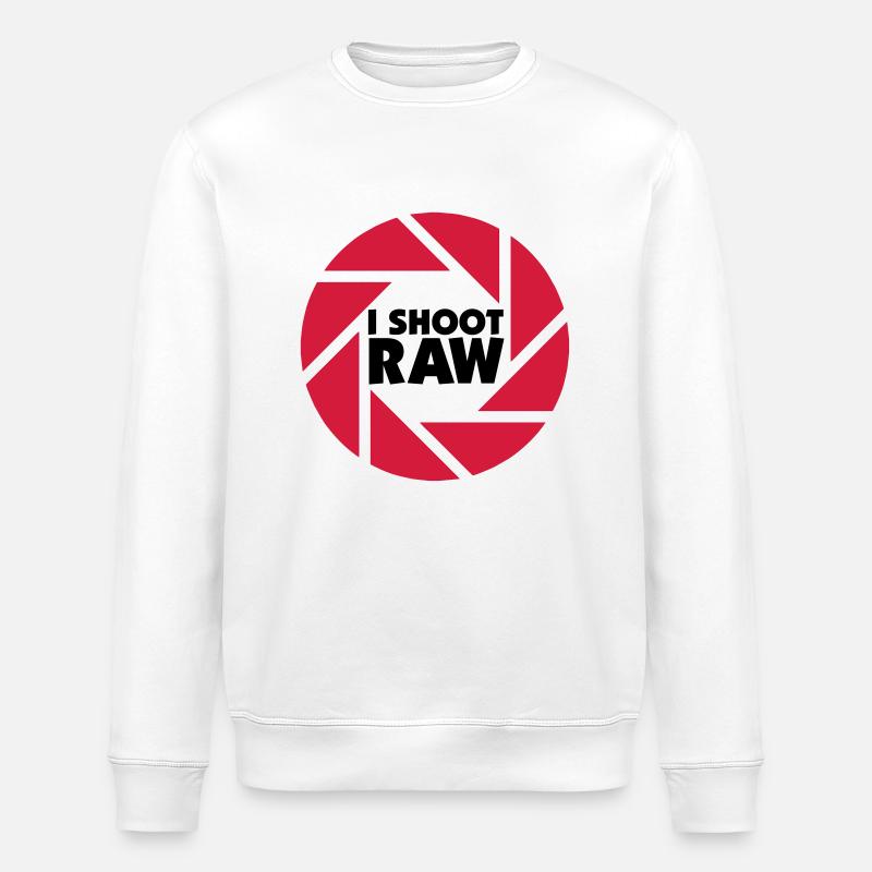 I shoot RAW - schwarz - Stanley/Stella Unisex Bio-Sweatshirt ROLLER - Weiß