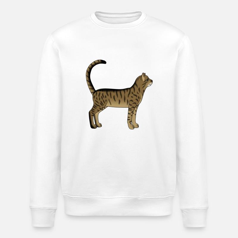Chat rayé est - Sweat bio ROLLER Stanley/Stella Unisexe - blanc
