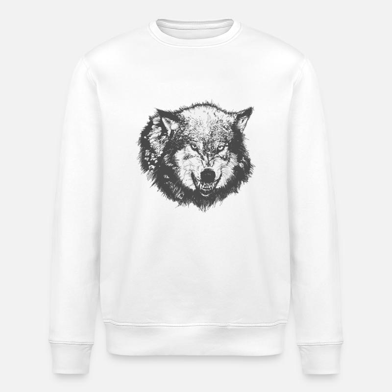 wolf - Stanley/Stella ROLLER Unisex Organic Sweatshirt - white