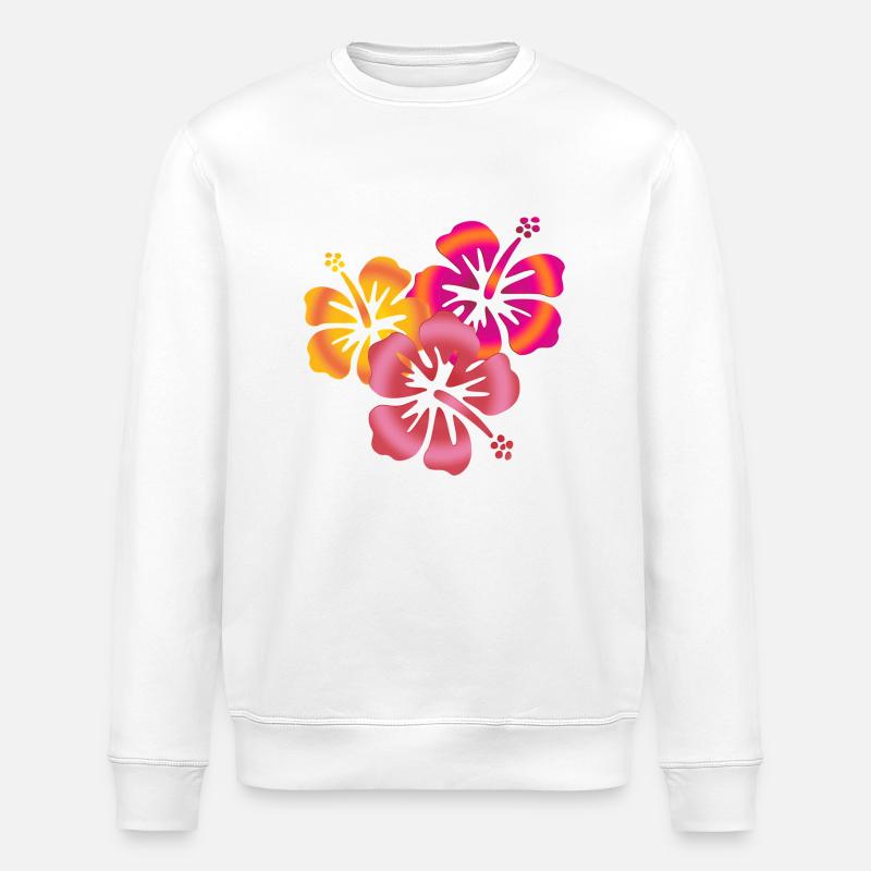 BALI Hibiscus- Blüten - Stanley/Stella Unisex Bio-Sweatshirt ROLLER - Weiß