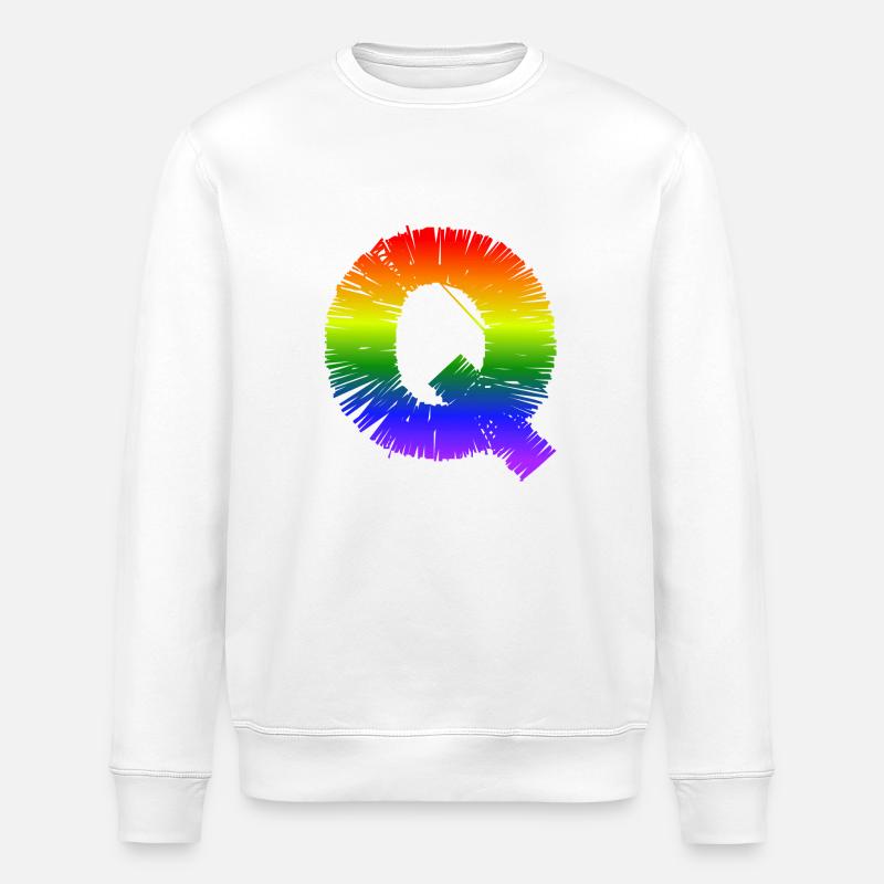 Rainbow Q - Stanley/Stella ROLLER Unisex Organic Sweatshirt - white