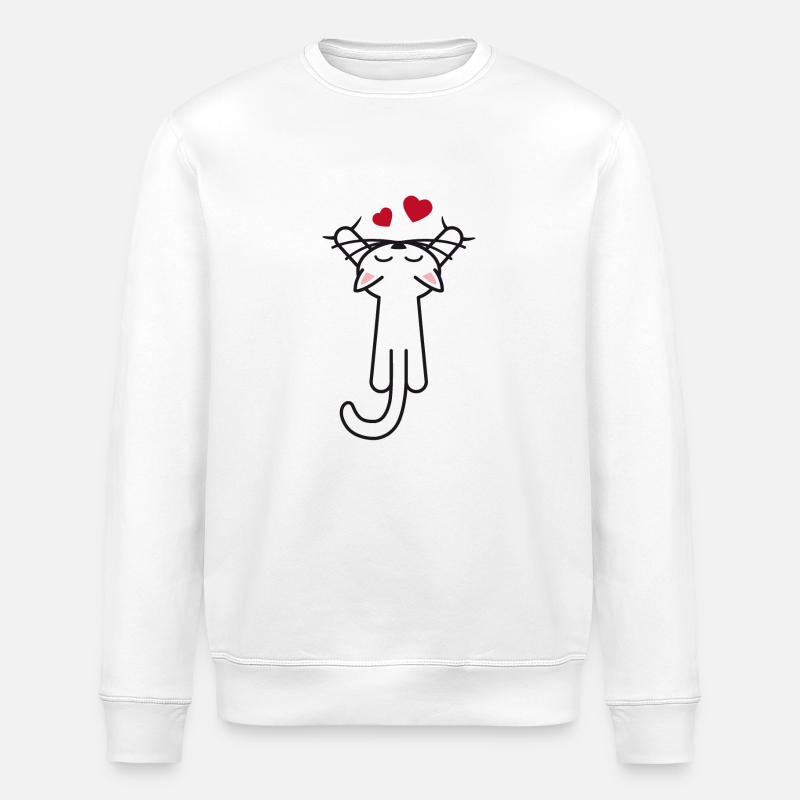 Kitty hanging love - Stanley/Stella Unisex Bio-Sweatshirt ROLLER - Weiß