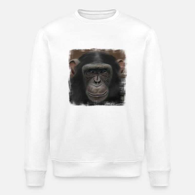 Schimpanse - Stanley/Stella Unisex Bio-Sweatshirt ROLLER - Weiß