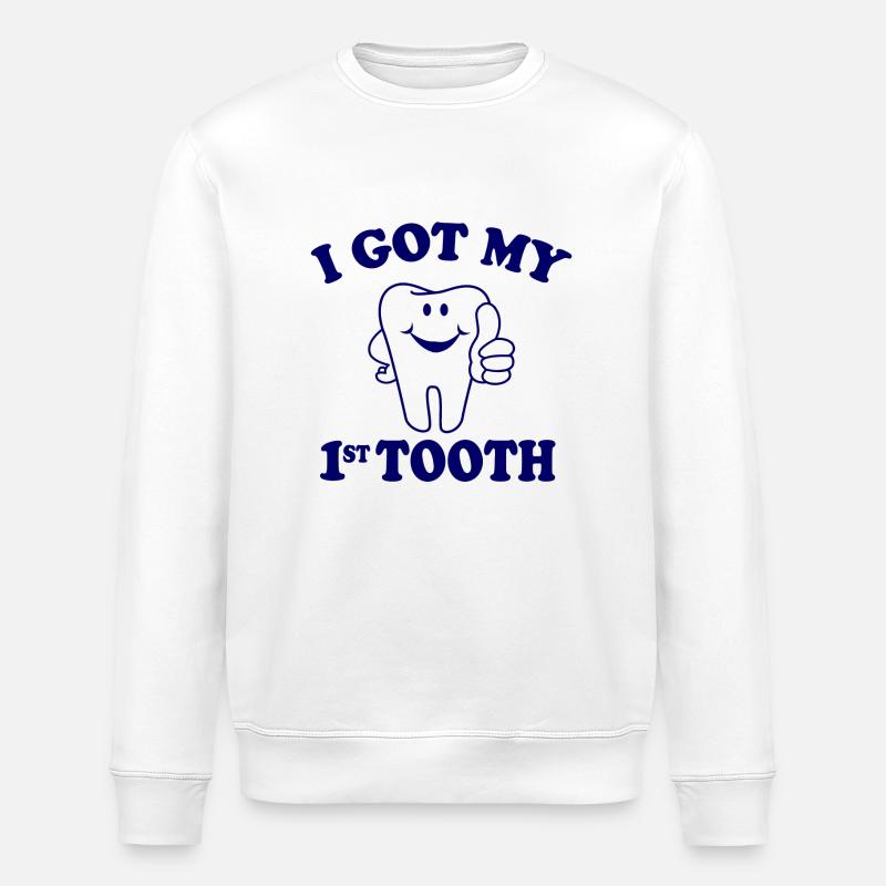 first tooth - Stanley/Stella Unisex Bio-Sweatshirt ROLLER - Weiß