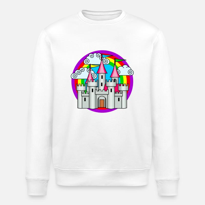 Zauberschloss mit Regenbogen - Stanley/Stella Unisex Bio-Sweatshirt ROLLER - Weiß