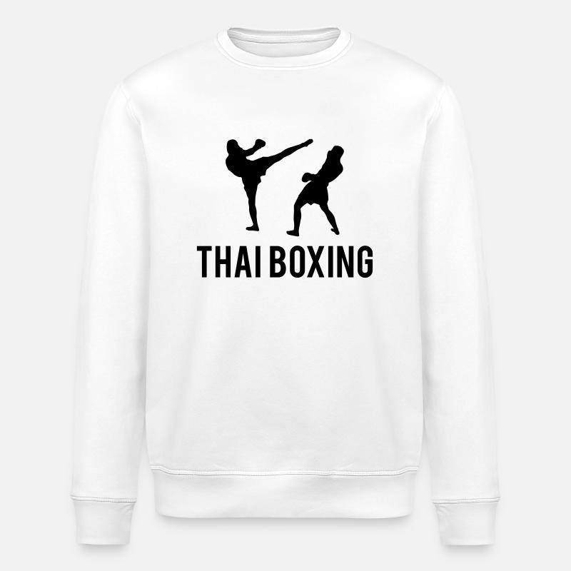 Thai-Boxing Silhouette Männer - Stanley/Stella ROLLER Unisex Organic Sweatshirt - white