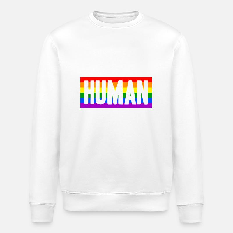 Human Human Rainbow Gift Idea - Stanley/Stella ROLLER Unisex Organic Sweatshirt - white