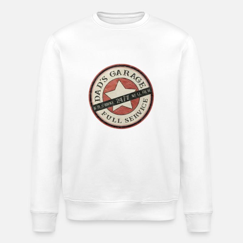 Dad's Garage, Workshop, - Stanley/Stella ROLLER Unisex Organic Sweatshirt - white