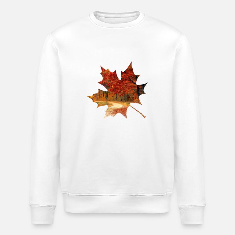 Autumn maple leaf forest foliage - Stanley/Stella ROLLER Unisex Organic Sweatshirt - white