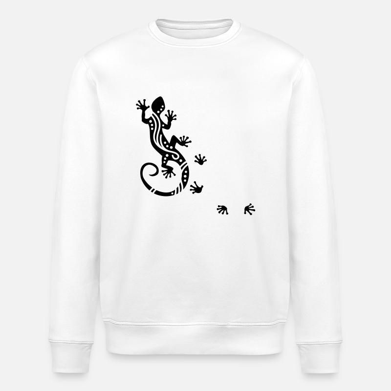 Running Gecko Ethno - Stanley/Stella ROLLER Unisex Organic Sweatshirt - white