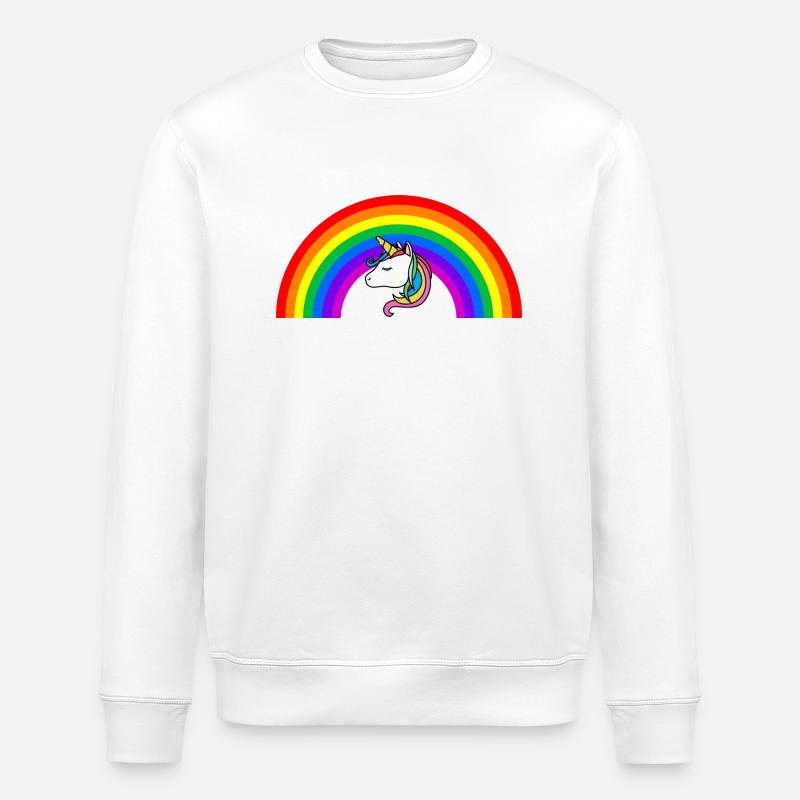 Regenbogen Einhorn - Stanley/Stella Unisex Bio-Sweatshirt ROLLER - Weiß