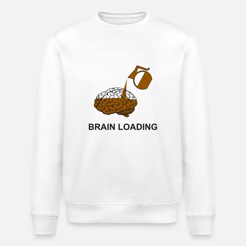 Brain loading by coffee - Stanley/Stella ROLLER Unisex Organic Sweatshirt - white