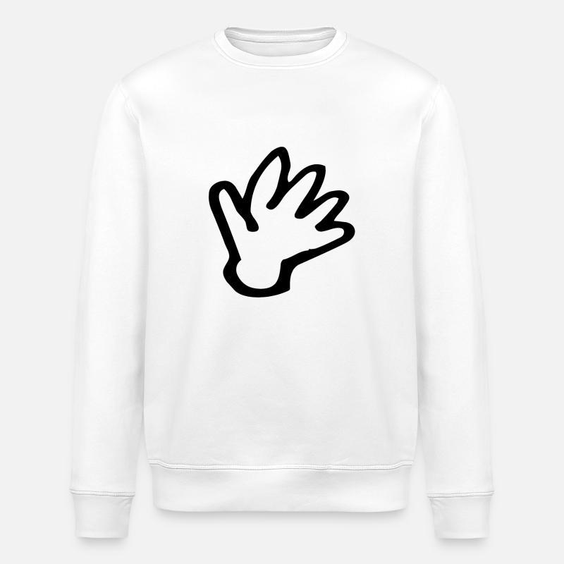Waving Hand (Black) - Stanley/Stella ROLLER Unisex Organic Sweatshirt - white