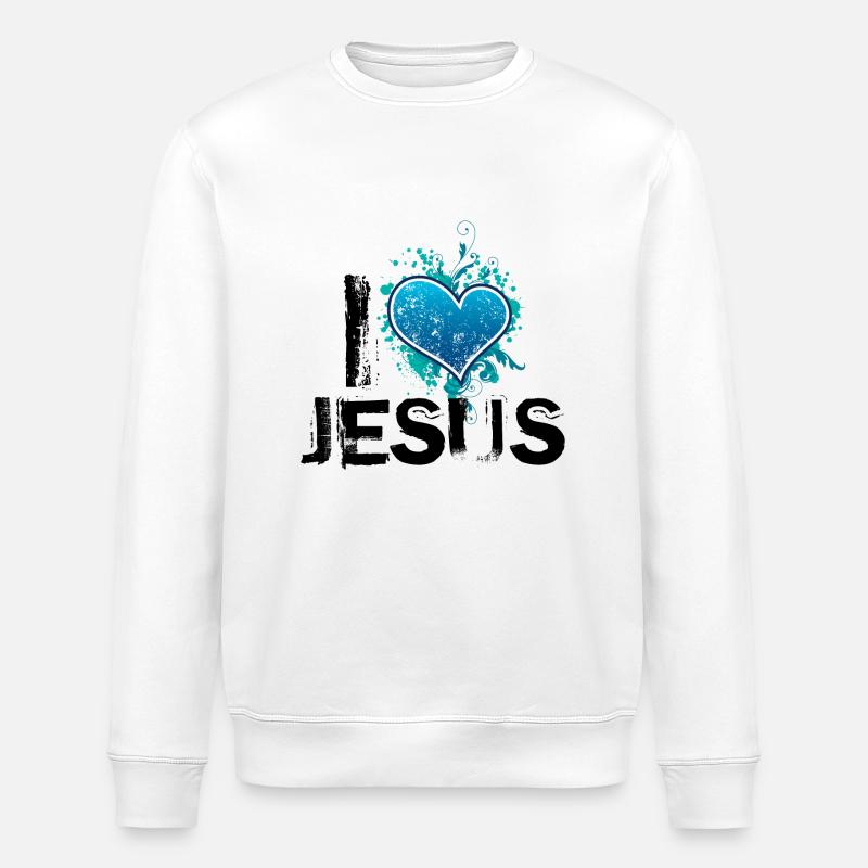 i love jesus de - Stanley/Stella Unisex Bio-Sweatshirt ROLLER - Weiß