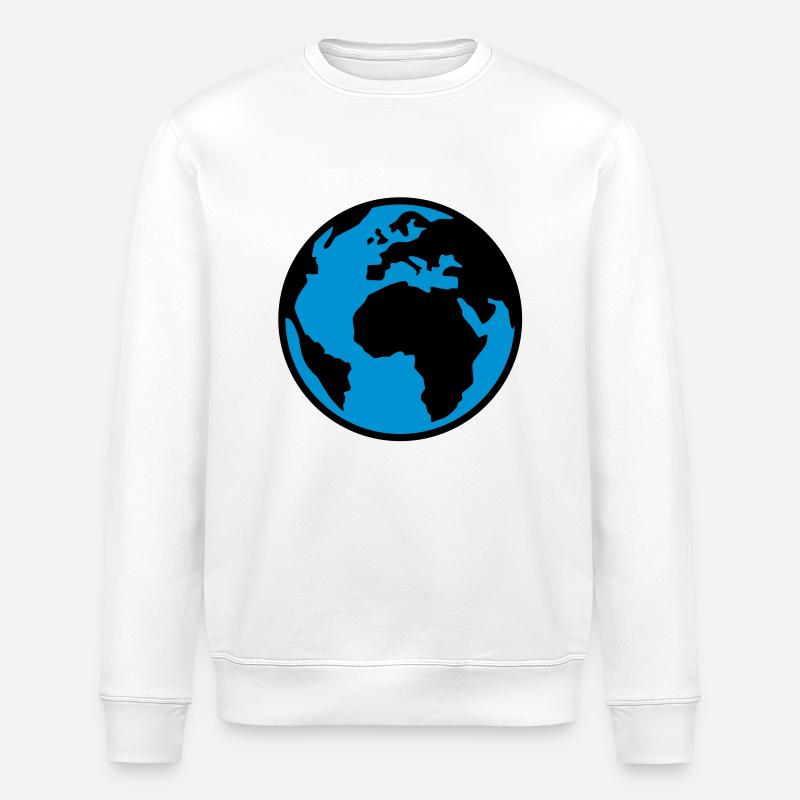 Earth - World - Globe - 2C - Stanley/Stella ROLLER Unisex Organic Sweatshirt - white