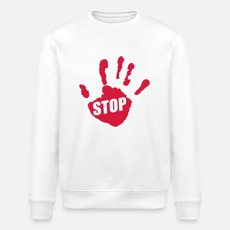 stop hand - Stanley/Stella Unisex Bio-Sweatshirt ROLLER - Weiß