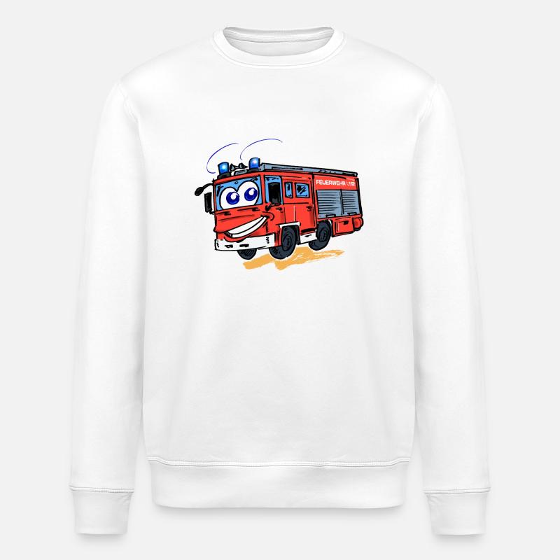 Comic Feuerwehr mit Augen - Stanley/Stella Unisex Bio-Sweatshirt ROLLER - Weiß
