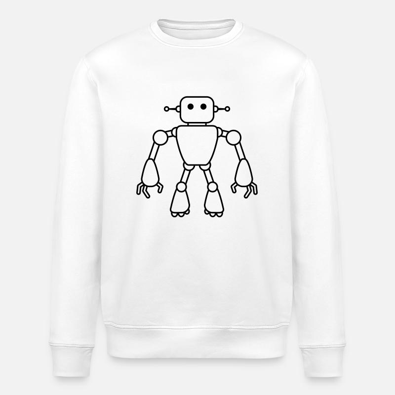 Robot Man - Sweat bio ROLLER Stanley/Stella Unisexe - blanc