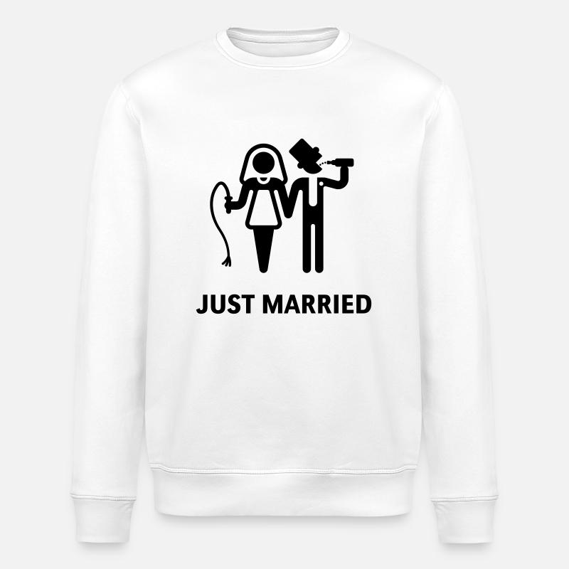 Just Married (Peitsche und Bier) - Stanley/Stella Unisex Bio-Sweatshirt ROLLER - Weiß