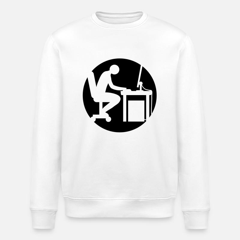 Computer desk nerd logo - Stanley/Stella ROLLER Unisex Organic Sweatshirt - white