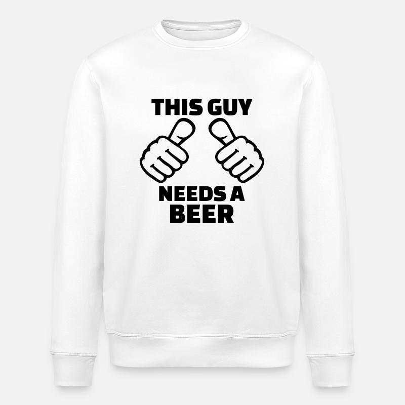 This guy needs a Beer - Stanley/Stella ROLLER Unisex Organic Sweatshirt - white