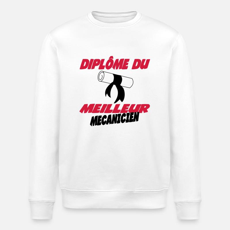 Diplôme du meilleur mecanicien - Sweat bio ROLLER Stanley/Stella Unisexe - blanc