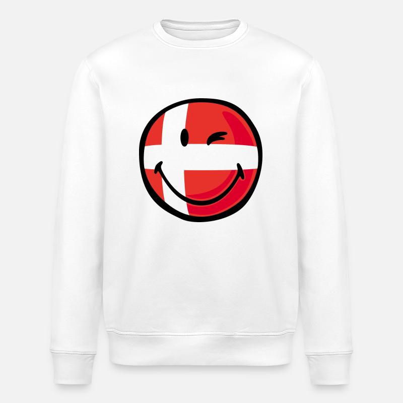 Smiley Flag Denmark - Stanley/Stella ROLLER Unisex Organic Sweatshirt - white