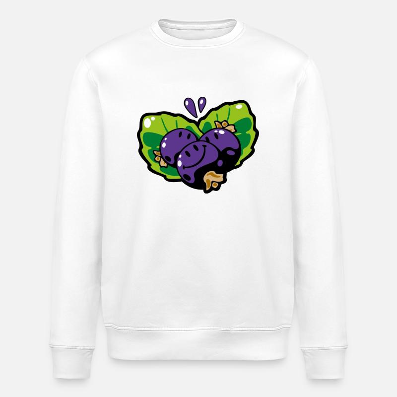 Smiley Black Currants - Stanley/Stella ROLLER Unisex Organic Sweatshirt - white