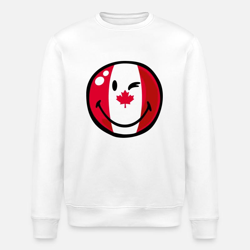 Smiley Flag Canada - Stanley/Stella ROLLER Unisex Organic Sweatshirt - white