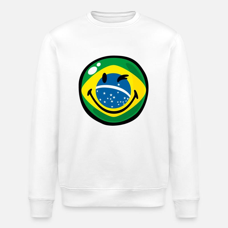 Smiley Flag Brazil - Stanley/Stella Unisex Bio-Sweatshirt ROLLER - Weiß